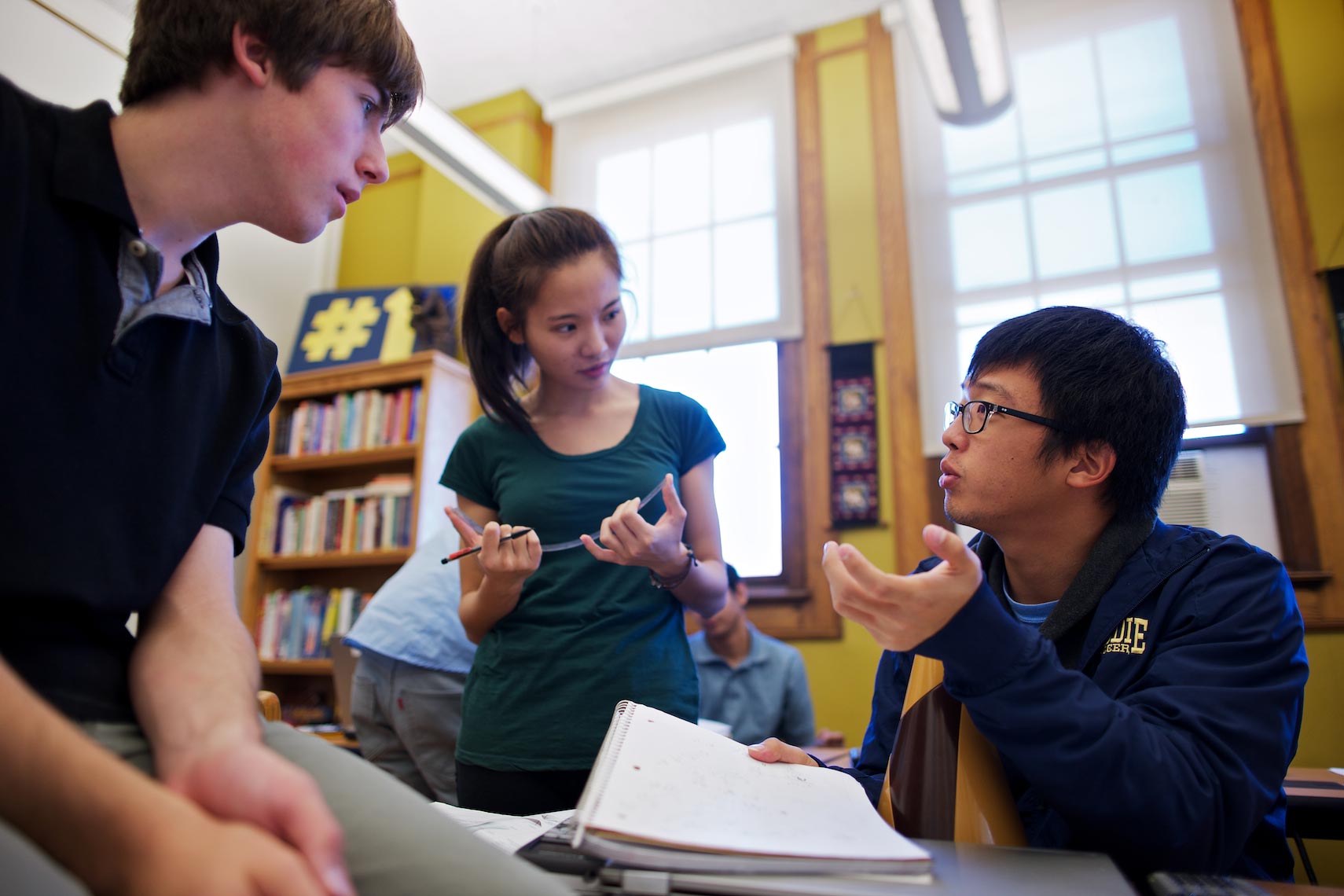 peddie students hold active discussion during seminar.